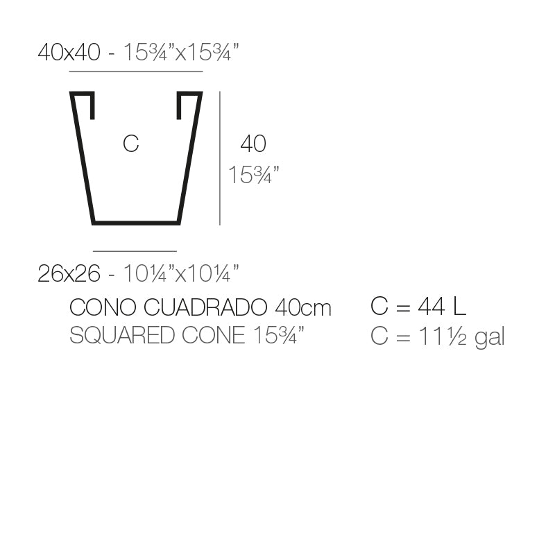 Cono Maceta dimensiones