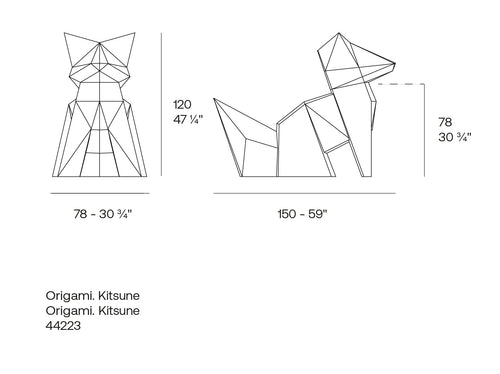 Origami Kitsune dimensiones
