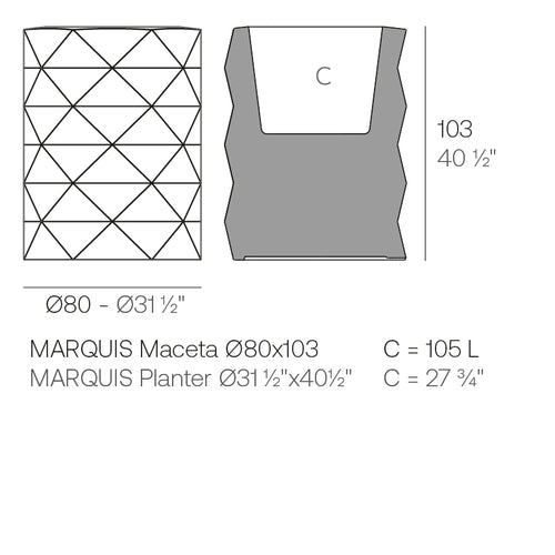 Marquis Maceta dimensiones