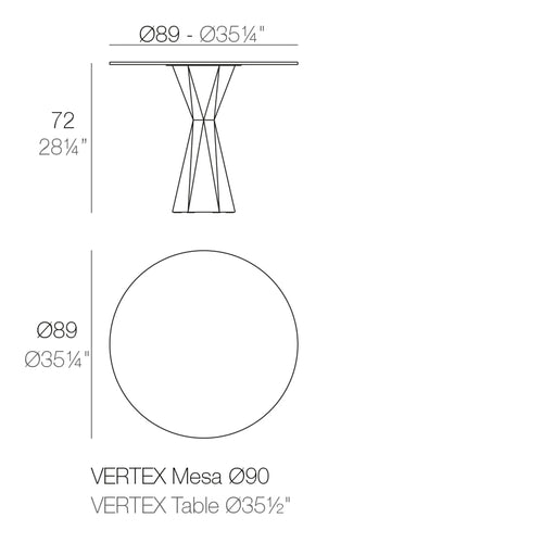 Vertex Mesa dimensiones
