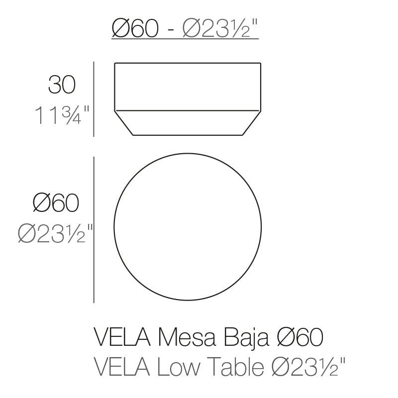 Vela Mesa Redonda dimensiones