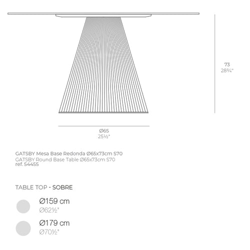 Gatsby Mesa de Comedor dimensiones