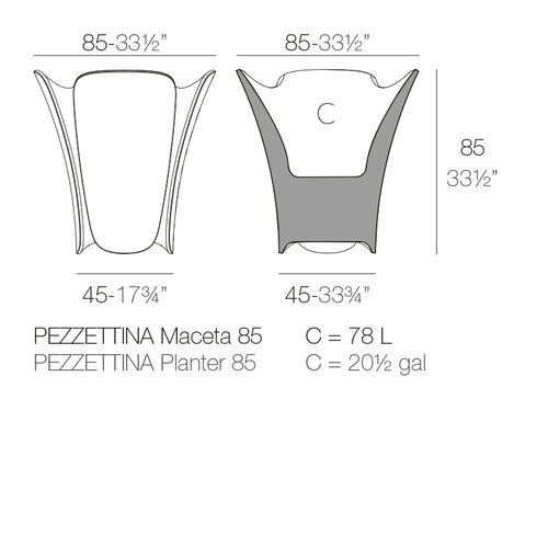 Pezzettina Maceta dimensiones