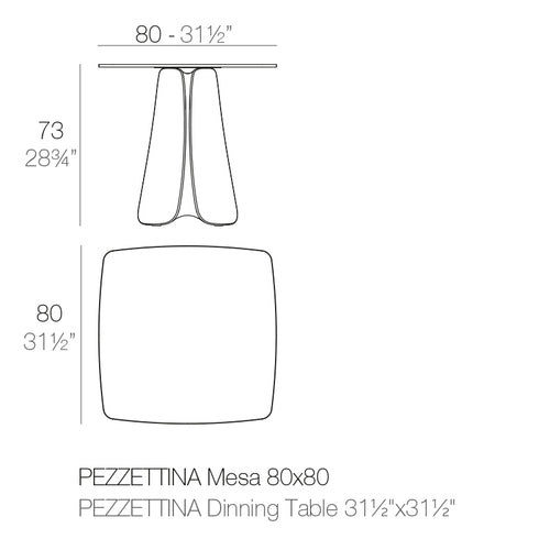 Pezzettina Mesa Comedor dimensiones