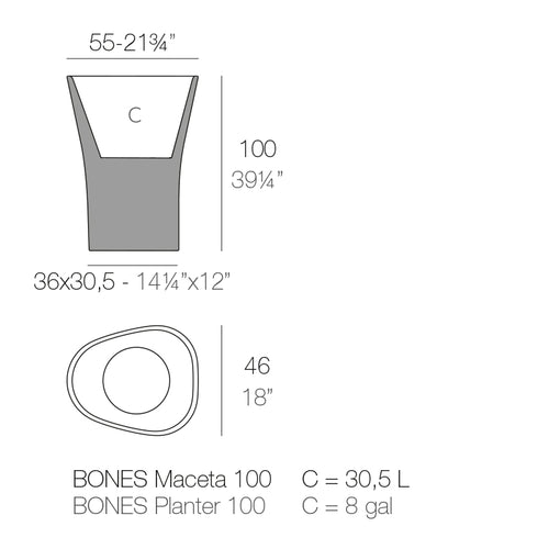 Bones Maceta dimensiones