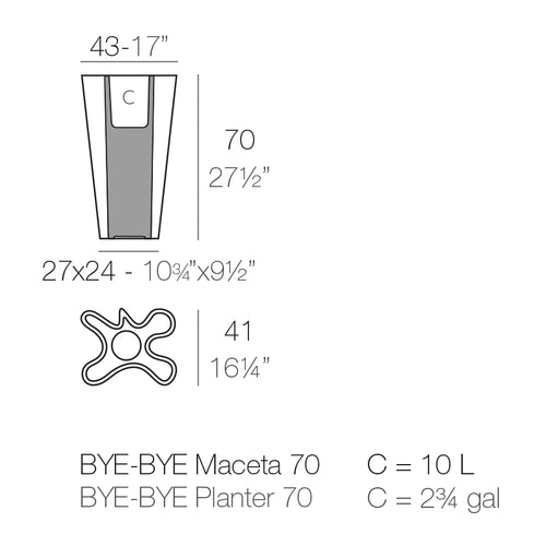 Bye-Bye Maceta dimensiones