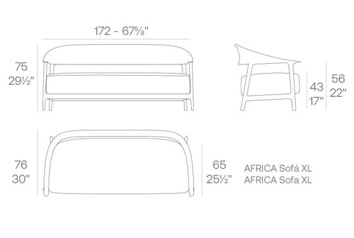 África Sofá XL dimensiones