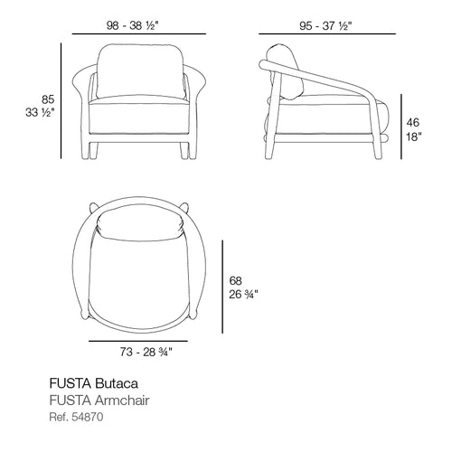 Dimensiones Fusta Sillón de Vondom